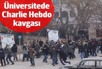 Ankara Üniversitesi'nde taşlı sopalı Charlie Hebdo gerginliği