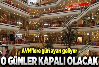 AVM'ler pazar günü kapalı olacak