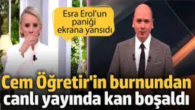 Cem Öğretirin canlı yayında burnundan kan geldi! Esra Erolun paniği ekrana yansıdı