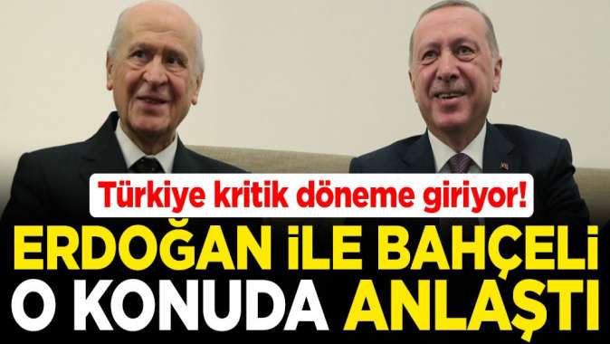 Cumhurbaşkanı Recep Tayyip Erdoğan ile MHP lideri Devlet Bahçeli yeni anayasada anlaştı