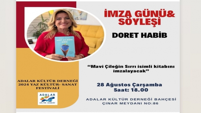 Doret Habib, “Mavi Çileğin Sırrı”nı Burgazada’nın ardından Büyükada’da anlatacak! Doret Habib, “Mavi Çileğin Sırrı” okurlarıyla Büyükada’da buluşacak