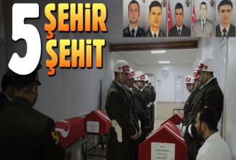 El Bab’ta şehit düşen 5 asker memleketlerine uğurlandı