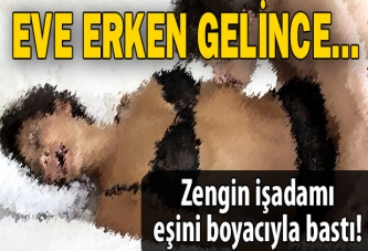 Eşini boyacıyla bastı!