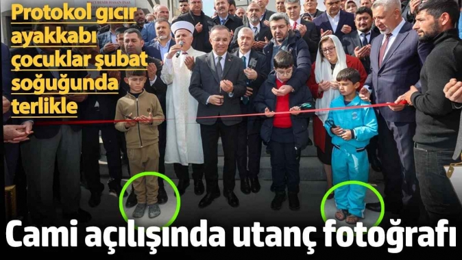 Gaziantepte ayakkabısı olmayan çocuklarla cami açılışı!