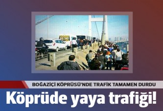 İstanbul trafiği felç, vatandaşlar köprüde yürüyor