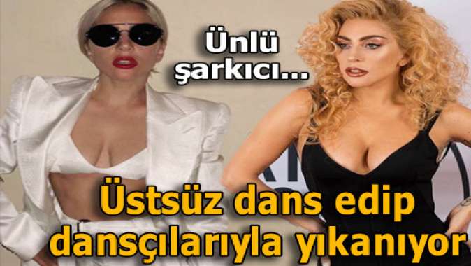 Lady Gaga simle yıkanıyor