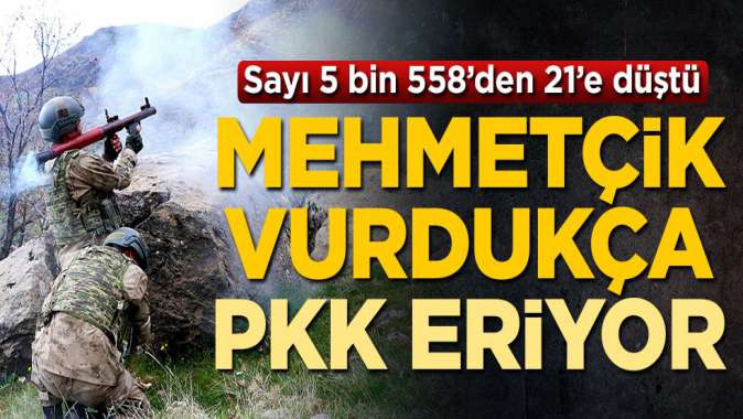 Mehmetçik vurdukça PKK eriyor! Sayı 5 bin 558den 21e düştü