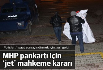 MHP binasına asılan pankart, jet mahkeme kararıyla indirildi