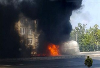 Tanker alev alev yandı, sürücü yanarak öldü