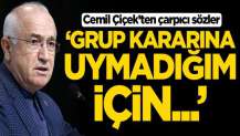 Cemil Çiçek'ten çarpıcı sözler: Grup kararına uymadığım için...