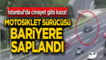 Cinayet gibi kaza! Motosiklet sürücüsü bariyere saplandı