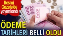 Ödeme tarihleri belli oldu. Resmi Gazete'de yayımlandı