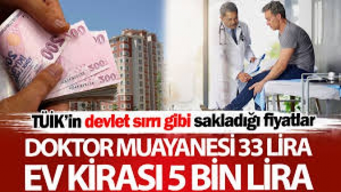TÜİK’e göre doktor muayene ücreti 33 lira, ev kirası 5 bin lira