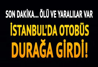 Üsküdar'da otobüs durağa girdi