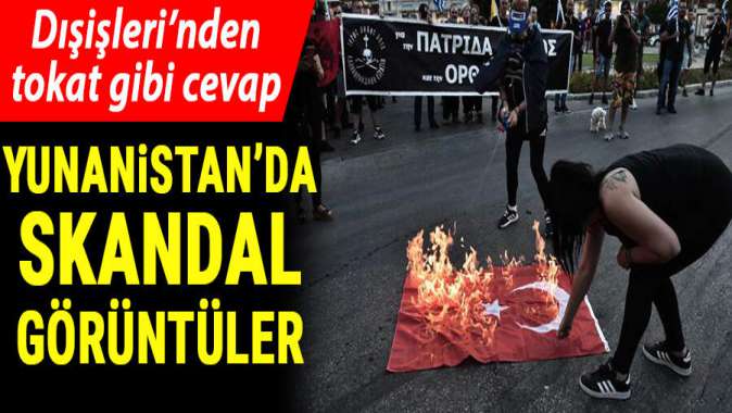 Yunanistandan skandal görüntüler! Türk Bayrağını yaktılar